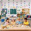 8 PCS Easter Glitter Bunny and Egg Garland, Easter Hanging Streamers Banners for Easter Spring Birthday Home Party Decoration Supplies