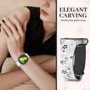 Flower Engraved Band for Samsung Galaxy Watch 7/6/5/4/FE 40mm 44mm/Galaxy Watch 6/4 classic Bands 47mm 43mm 46mm 42mm/Watch 5 pro 45mm Women,No Gap Silicone Cute Floral Strap Wristband Two-Tone Correa