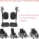 Wheelchair Elevating LegrestsWheelchair Legrest AssemblyPadded Calf PadsUniversal Wheelchair Replacement PartsBlack1 Pair(Black+Leg pad)