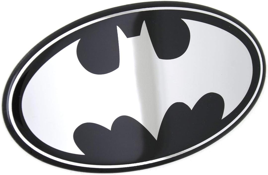 Fan Emblems Batman Domed Chrome Car Decal - 1989 Logo (Black and Chrome)