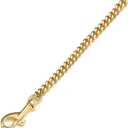 3FT/4FT/5FT Strong Gold Dog Chain Leash, 11/15mm Wide Stainless Steel Cuban Link Chain, Easy Hook,with Genuine Leather Handle, Short Leash, Long Leash, for Large/Medium/Small Dogs (11mm,3FT) (Length:3FT(36inch))