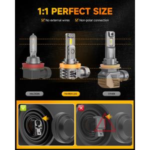 (162)[2026 Upgrade] H-11 Fog Light Bulbs [Latest & Brightest] 24000lm 600% Brighter 1:1 Mini Size Design With 6000k Cool White，Direct Installation Fog Light Bulbs Plug and Play, Pack of 2