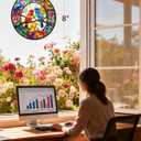 Stained Glass Window Hanging, Birds Sun Catchers Glass Panel, Suncatcher Window Decor 8", Birthday for Women Men Mom and Friend Colleague