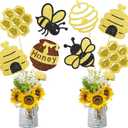 Honey Bee Party Centerpiece Sticks Glitter Bee Birthday Decorations 12PCS Happy Bee Day Table Toppers Beehive Table Centerpieces for Kids Oh Babee Baby Shower Supplies