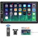 Leadfan 7inch Car Stereo Double Din Radio Touchscreen with Backup Camera Multimedia Car Audio Support Mirror Link, Bluetooth Caller ID, FM/MP3/MP4/USB/Subwoofer,Aux Input Car Audio Receivers