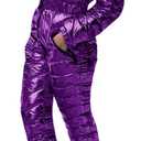 Aurgelmir Womens Winter Ski Suit Fur Collar Coat Windproof Waterproof Warm Ski Jumpsuit Snowsuits (Large, Purple)