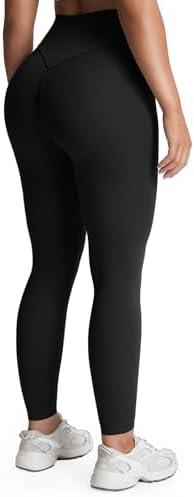 Aoxjox High Waisted Workout Leggings for Women Tummy Control Buttery Soft Yoga Metamorph Deep V Pants 26", S