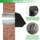 4 Inch Hooded Wall Vent with Screen and Damper,Outdoor Dryer Vent Cover for 4 inch Pipe,Wall Exhaust Vent Cover Cap External Extractor for House Ventilation&Outside Air Exhaust,Galvanized Steel,Black