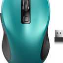 Trueque Wireless Mouse for Laptop, 2.4GHz Ergonomic Computer Mouse with Back & Forward Buttons, 3 Levels Tracking Speed, 6 Buttons, Optical USB Cordless Mice for Windows Chromebook MacBook PC (Teal)