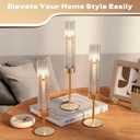 Gold Hurricane Candle Holders: Fluted Tall Candlestick Holders for Wedding Brass Taper Candle Holder Modern Candle Sticks Holder Decor for Table Centerpiece Christmas Party Home Set of 3