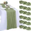 6 Pack Sage Green Cheesecloth Table Runner 10FT Boho Gauze Fabric Table Runner 35 x 120 Inch Rustic Sheer Runner for Centerpiece Wedding Decor Baby Shower Party Boho Table Decoration
