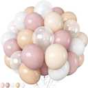Blush Pink Balloons 60 Pcs 12 Inch Dusty Pink White Sand Latex Balloon Retro Pink Nude Cream Clear Balloons for Bridal Baby Girls Shower Boho Bachelorette Birthday Wedding Party Decorations