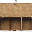 Seagrass Tank Basket with Lid Woven Toilet Roll Storage Basket with Sections Rectangular for Organize Snack Toys Tampon (Large Compartment 16.5inch L x 5.5inch W x 5.5inch H) Natural