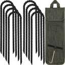 RIY Trampoline Stakes Anchors High Wind 12'' Ground Anchor Heavy Duty Tent Stakes Swing Set Anchors Trampoline Accessories with T Hook - Black 8pcs