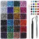 BEADSLAND Hotfix Rhinestones Mixed 24 Colors, SS10 Rhinestones for Crafts Clothes, Hotfix Crystals with 1 Tweezers, 1 Wax Pencil and 1 Spoon