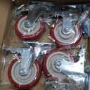 4 Inch Casters Set of 4 Heavy Duty with Brakes, Lockable 360-degree Swivel Plate Caster Wheels for Furniture, Table, Cart, and Workbench Included Screws, Load 2200lbs