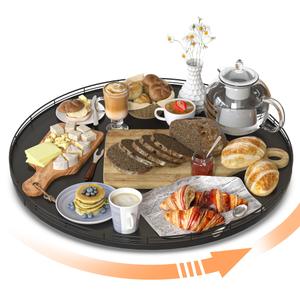 Oroyutor 21-Inch Extra Large Oak Lazy Susan with Black Metal Rail