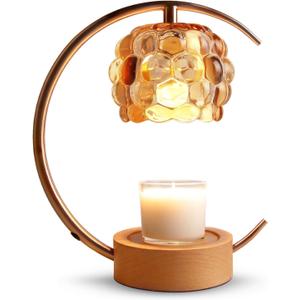 Candle Warmer Lamp,Electric Candle Lamp Warmer with Timer and Dimmer,Wax Melt Warmer with 2 Bulbs for Jar Candles for Home Bedroom Decor (Gold)