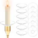 Clear Candle Drip Protectors Bobeches: Glass Bobeches for Candlestick Holders Round Candle Wax Catcher Rings Tapers Candle Guards Candle Ring for Table Candles Church Party Home Decoration Set of 12