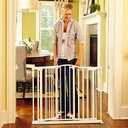 Toddleroo by North States - Deluxe Dcor Safety Gate: Hardware Mounted Extra Wide Metal Baby Gate - Adjustable Child Gate - 38.3 to 72 Inches Wide - 30 Inches Tall - Warm White