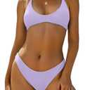 ZAFUL Women's Tie Back Padded High Cut Bralette Bikini Set Two Piece Swimsuit Size Medium