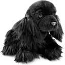 ZHONGXIN Cocker Spaniel Plush Toy - Realistic Sitting Spaniel Stuffed Animal, 11inch Lifelike Black Model, Unique Plush Gift for Kids Birthday, Home Decor