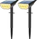 Solar Spot Lights Outdoor, Solar Lights Outdoor Waterproof IP65, 3 Brightness Modes Dusk to Dawn Landscape Spotlights for Yard Garden Pathway Tree Decoration, Warm White, 2 Pack