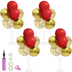 Red and Gold Balloon Stand Centerpiece Table Decorations for 49ers Party Birthday Graduation Wedding Mother's Day Anniversary Christmas New Year's Eve Party Decorations(Red gold set4)