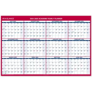 AT-A-GLANCE 2024-2025 Erasable Calendar, Dry Erase Wall Planner, 48" x 32", Extra Large, Academic & Regular Year, Double Sided, Horizontal (PM326S2825)
