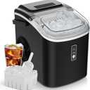 EUHOMY Countertop Ice Maker Machine with Handle, 26.5lbs Per Day, 9 Cubes in 6 Mins, Auto-Cleaning Portable Ice Maker with Basket and Scoop, for Home/Kitchen/Camping/RV (Black)