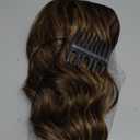 BARSDAR Medium Length Brown Blonde Wig With Bangs - 18 Inch Wavy Brown Blonde Highlight Wig With Bangs for Women, Curly Wavy Synthetic Shoulder Length Wigs Daily Party Halloween