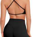OMKAGI Workout Sets for Women Open Back Strappy Sports Bra Booty Biker Shorts Gym Outfits (Large, Black)