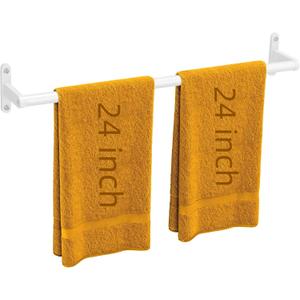 KLJKPA White 24 Inch Bathroom Towel Bar, Towel Racks for Bathroom Wall Mounted Hanging Bath Towels, Stainless Steel Single Towel Rod Holder