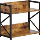 RUILALIFE 2 Tier Kitchen Counter Shelf Organizer, Coffee Bar Station Organizer for CountertopSpace Saving Spice Rack, Desk Shelf Riser, Coffee Bar Accessories(Rustic Brown, Medium)