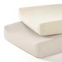 lulumoon Baby Changing Pad Cover: Muslin Diaper Changing Table Pad Cover - Changing Pad Sheets for Girls Boys (White & Cream)