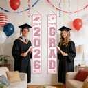 3 x Graduation Decorations 2026 - Pink Graduation Door Banner Congrats Grad Class of 2026 graduation Banner for 2026 Graduation Party Decorations