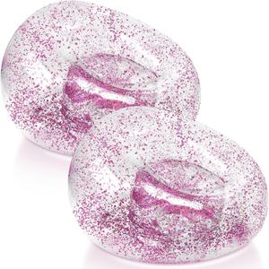 Realspring Inflatable Bean Bag Chair for Adult Bean Bag Sofa Chair Blow up Inflatable Furniture for Outdoor Living Room Bedroom Balcony Travel Party Gift Accessories(Pink Glitter,2 Pcs), 12.2 x 9.45 x 7.48 inches