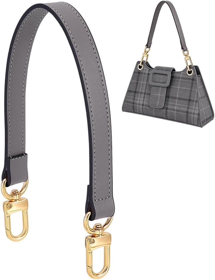 PH PandaHall 14.6 Inch Short Purse Strap, Gray Leather Bag Strap Handle Replacement Puse Handle Neutral Handbag Chain for Women DIY Wallet Underarm Bags Handbag Shoulder Bags, Golden Hardware