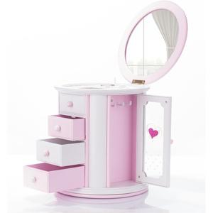 Renawe Girls Musical Jewelry Box Necklace Storage Accessories Gifts Cute Kids Jewelry Boxes for Little Girl Toddler Children Jewelry Organizer Best Girls Birthday Gift Stuff Child Music Jewelry Box