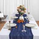 6 Pack Navy Blue Cheesecloth Table Runner 10Ft Gauze Cheese Cloth Table Runner 35x120 Inch Boho Sheer Rustic Fabric for Holiday Party Decor Baby Shower Wedding Home Decorations