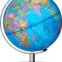 3 in 1 Illuminated World Globe, 9inch Globes with 88 Constellations & LED Night Light, Interactive STEM Toy with High Clear Map, Light Up Kids Globe Lamp for Learning
