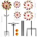 54" H Solar Wind Spinner Outdoor Metal Garden Decor - Kinetic Windmill Yard Art with Color-Changing LED Lights & Sparkling Gemstone - Waterproof Solar Pathway Lights for Lawn, Patio & Garden Gifts
