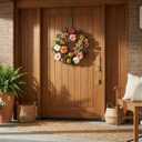 Nearly Natural 24in Artificial Peony Wreath Multicolor Faux Floral Spring Wreath for Front Door, Indoor Wall Decor, and Dining Table Centerpiece