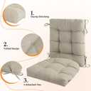 Magpie Fabrics Outdoor Rocking Chair Cushion Set, Tufted Pad for Rocking Chairs with Ties, Seat 17" x 17"/Back 21" x 17", Taupe