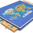 Puzzle Board, 3.8lbs Lightweight Felt Jigsaw Playing Board, 31 x 22.5 inches Portable Puzzle Game Board with Drawers & Cover - Blue