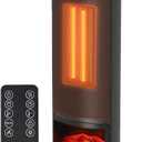 Space Heater for Indoor Use, 23" 1500W Portable Electric Heater with Remote, Small Room Heaters, Adjustable Thermostat & ECO Mode, 12H Timer, Safety Overheat & Tip-Over Protection, Black