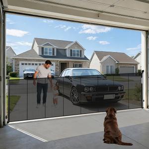 200'' Extra Wide Retractable Baby Gates for Large Opening, 42" Tall Retractable Dog Pet Gate with Support Rods, Long Mesh Screen Child Safety Gate for Garage Doorways Deck Stairs Yard Outdoor Indoor