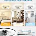 VOLISUN Low Profile Ceiling Fans with Lights and Remote, 24in Fandelier Ceiling Fan with Light, 3000K-6500K Dimmable Bladeless LED Fan Light, Black Flush Mount Ceiling Fans with Lights for Bedroom