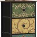 Tohomeor Small Dresser for Bedroom with Retro Flower Narrow Drawers Slim Chest of Drawers Skinny Nightstand Sofa End Table for Living Room Entryway Closet Storage (Multi, 3 Drawers) (11.8"D x 15.8"W x 29.1"H (3 Drawers))