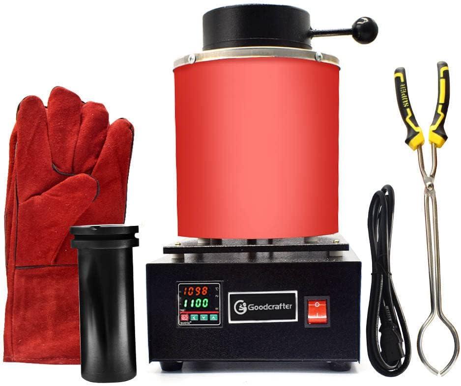 2KG Gold Melting Furnace 1150 /2102  Automatic Digital Melting Furnace Machine with Graphite Crucible for Precious Metals Gold Silver Jewelry,1400W